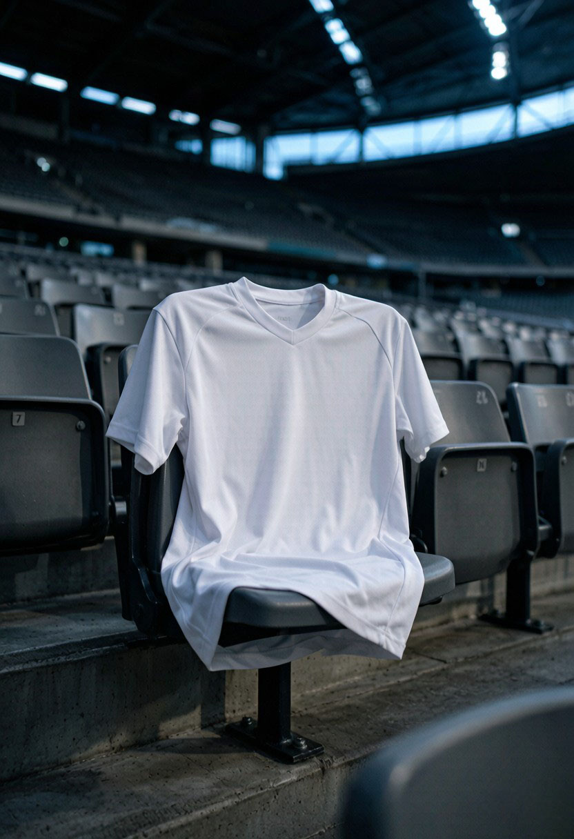 White jersey draped over a stadium seat
